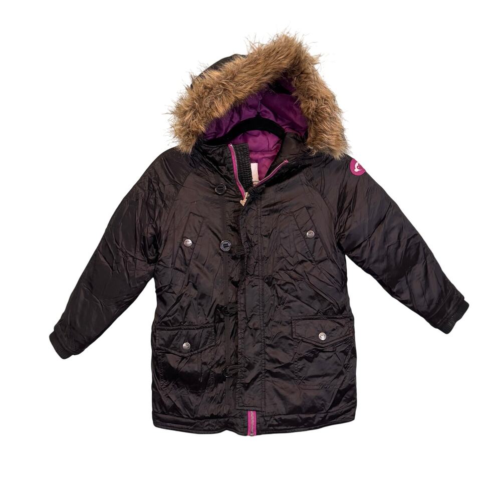 Appaman Girls Down Parka Jacket 6 Black Fur Hood Warm Winter Gorpcore Outdoor